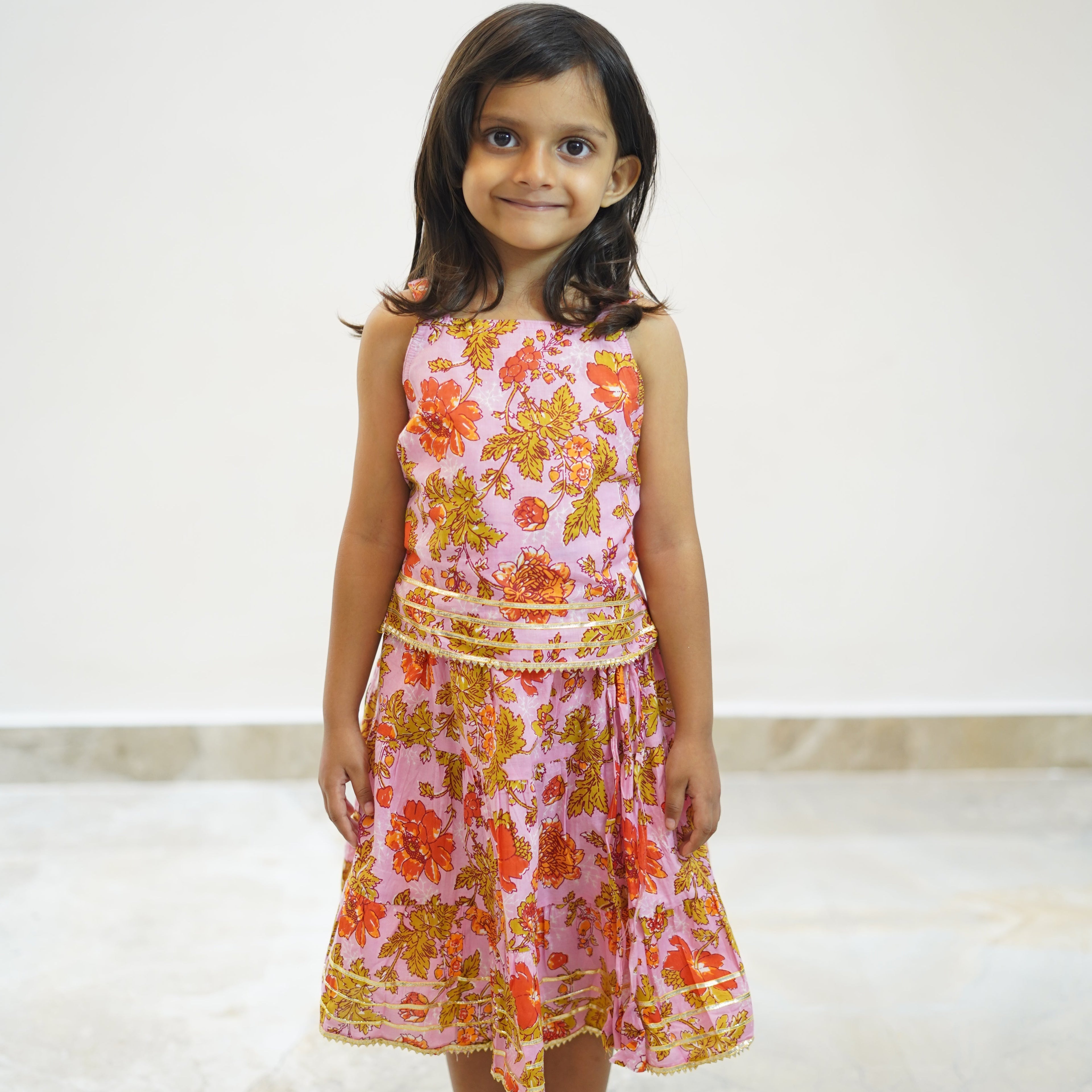 PinkFloral CholiLehnga