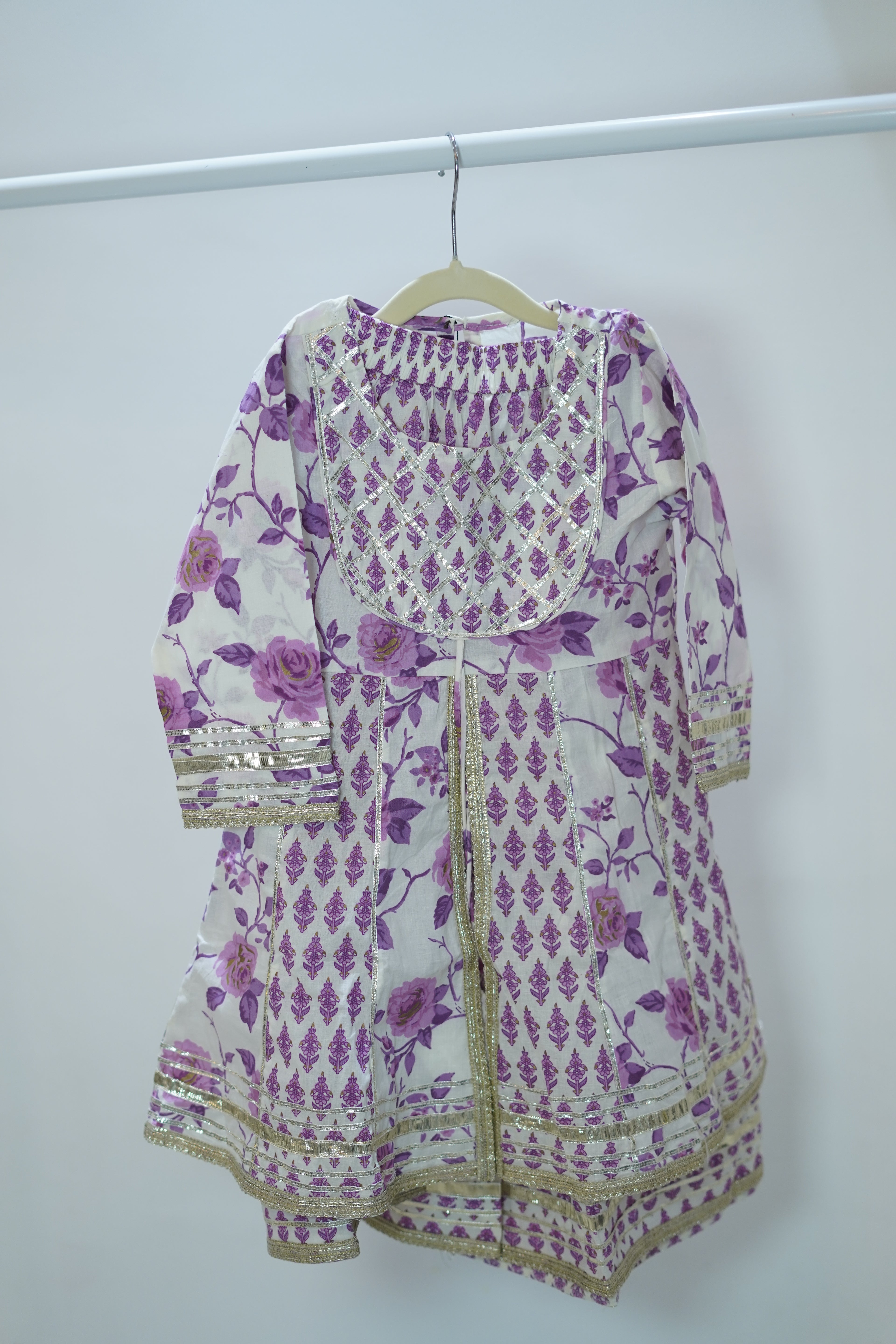 White Lavendar Sharara Salwar Set