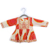Girls Cream Bandhej Printed Peplum Kurti with Sharara & Dupatta | Mirror Work | Organic Cotton Ethnic Set