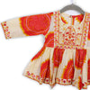 Girls Cream Bandhej Printed Peplum Kurti with Sharara & Dupatta | Mirror Work | Organic Cotton Ethnic Set