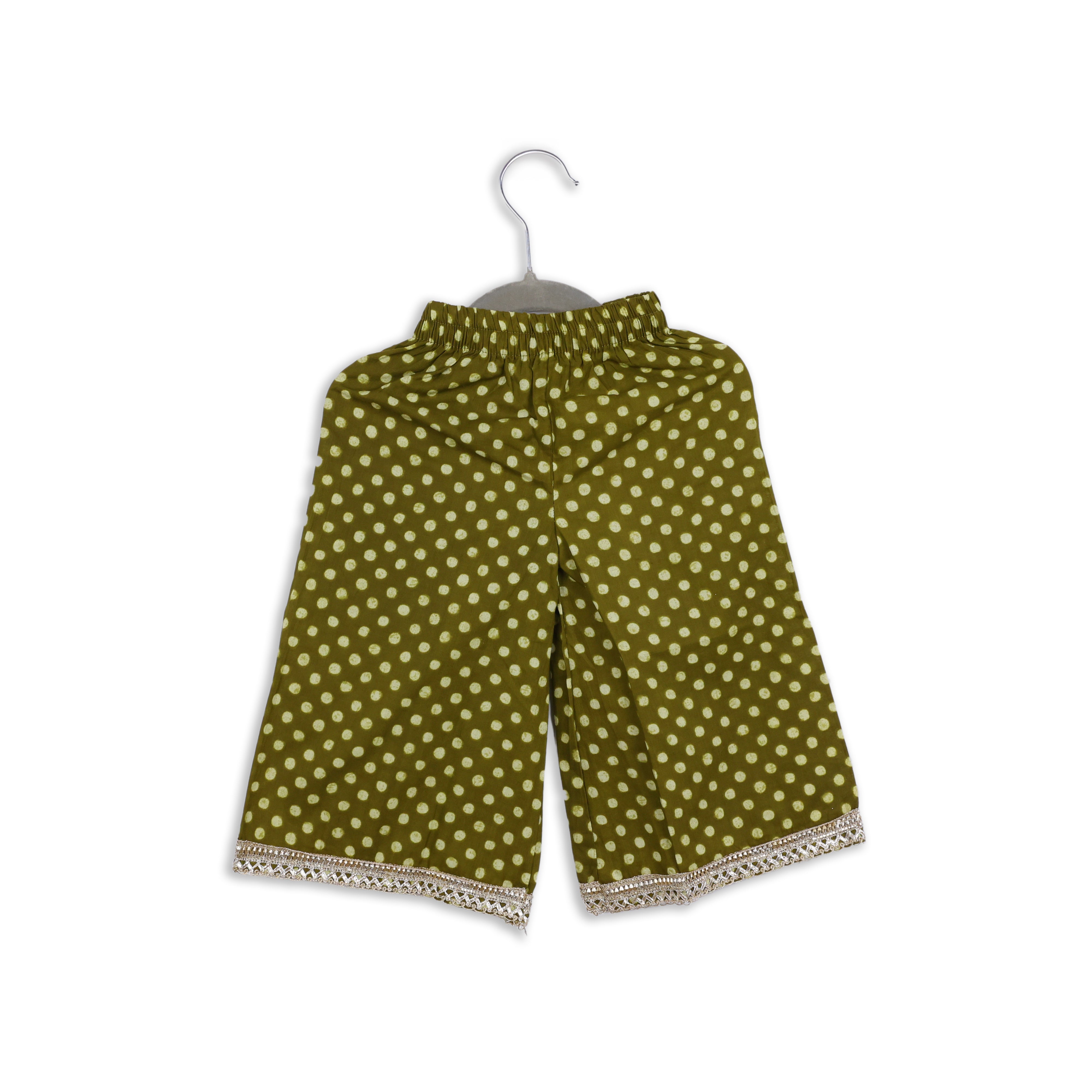 Olive Green Designer A Line KurtiShararaSet
