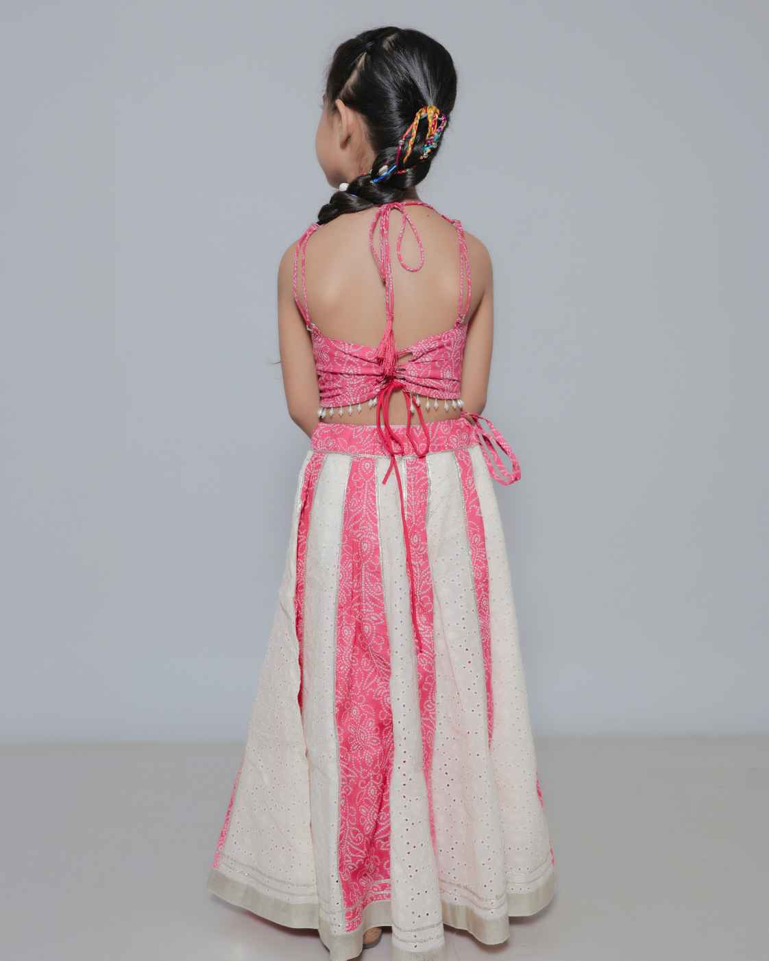 Parindey's Navratri Bandhani Pink Chaniya Choli