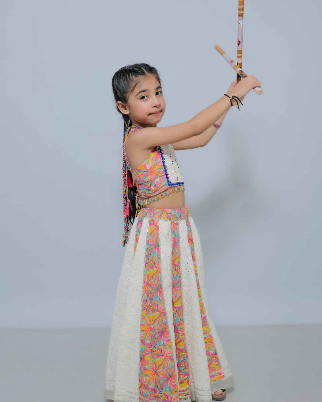 Parindey's Navratri Bandhani Multi Floral Chaniya Choli