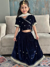 Girls Velvet Lehnga Choli Navy Blue