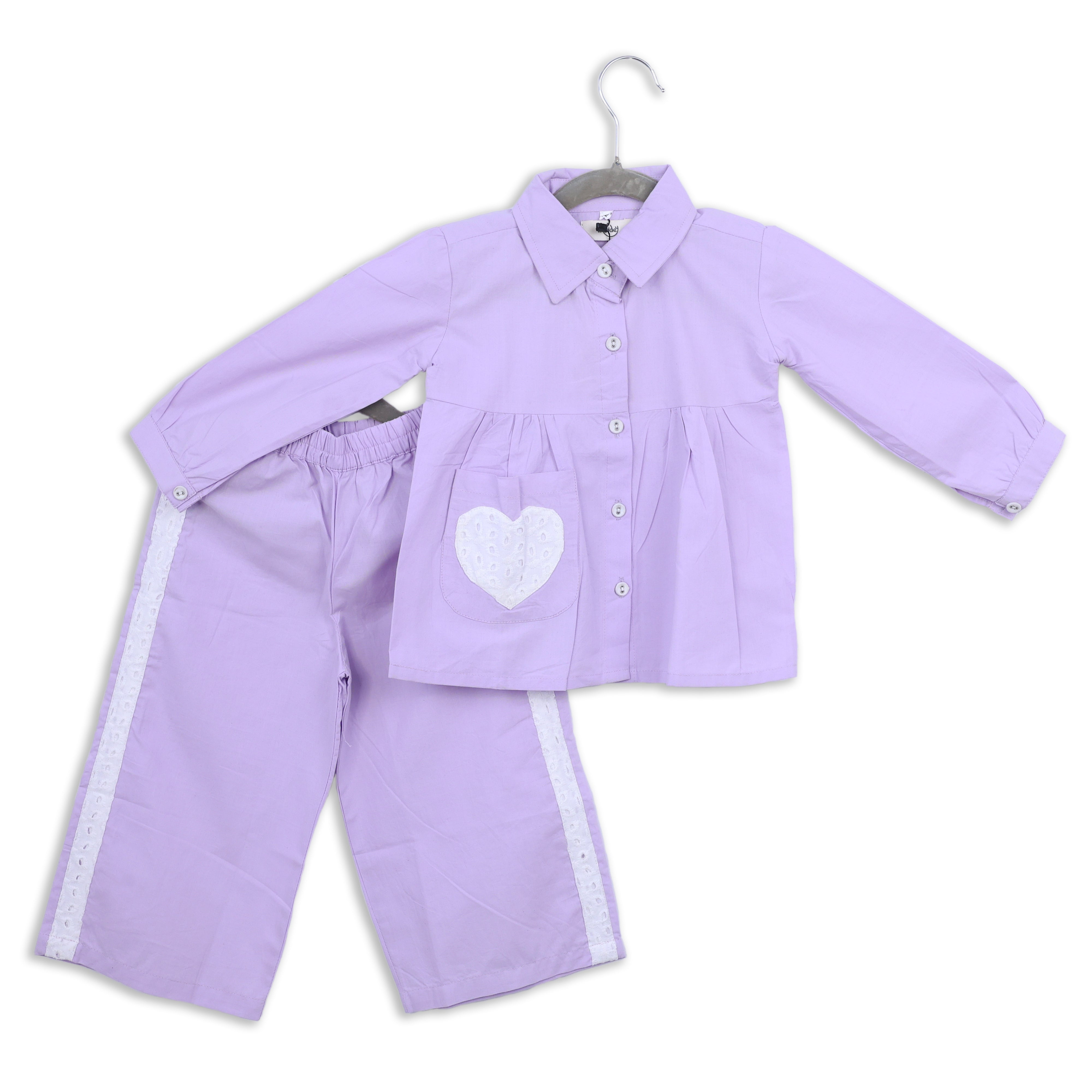 Lavendar Solid ShirtWithPant CoordSet
