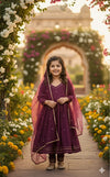 Party Wear Wine Anarkali Pant Set