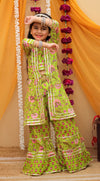 Green Jacket Crop Top Plazo Set