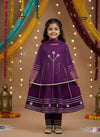 Purple Party Wear Anarkali Plazo Suit