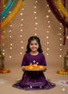 Purple Party Wear Anarkali Plazo Suit