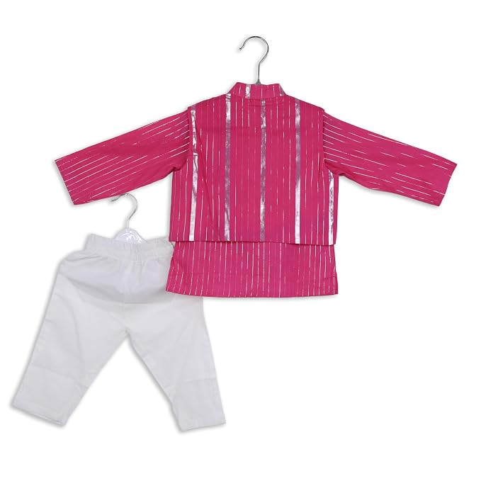 Boys Lurex Designer Kurta With Nehru Jacket Pyjama Set