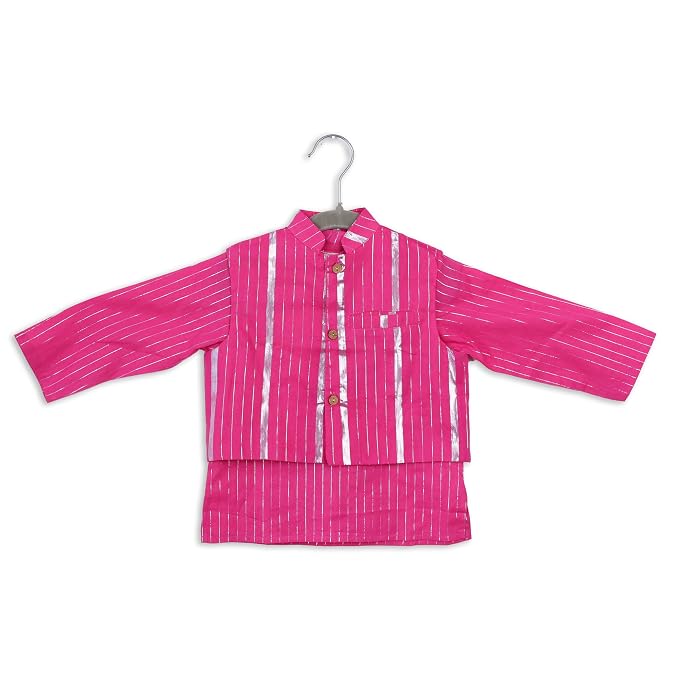 Boys Lurex Designer Kurta With Nehru Jacket Pyjama Set