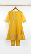 Yellow Party Wear Anarkali Plazo Suit