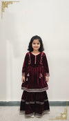 Maroon Velvet Sharara Set