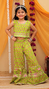Green Jacket Crop Top Plazo Set