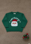 Christmas Print Round Sweater Green