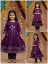 Purple Party Wear Anarkali Plazo Suit