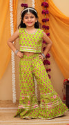 Green Jacket Crop Top Plazo Set