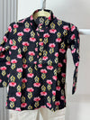 Black Pink Floral Printed Kurta Pyjama Set