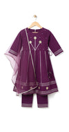 Purple Party Wear Anarkali Plazo Suit