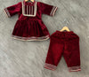 Girls Velvet Plazo Suit Maroon