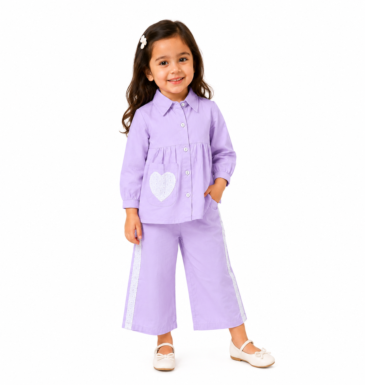 Lavendar Solid ShirtWithPant CoordSet