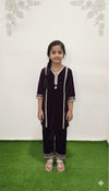 Wine Velvet Kurta Plazo Set