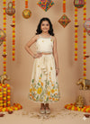 Cream Embroided Orange Green Lehnga Choli