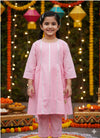 Baby Pink Silver Lurex Kurta Plazo Coord Set