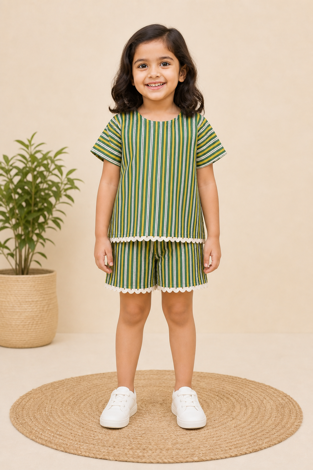 GreenWhiteStripedCoordSet