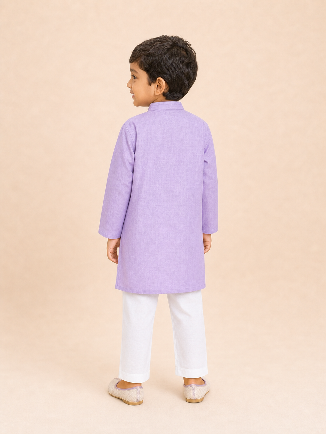 Boys Solid Slub Cotton Kurta Set