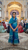 Dark Blue Turquoise Blue Tie Dye Bandani Sharara Set