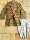 Dark Green Nehru Jacket Kurta Dhoti Set