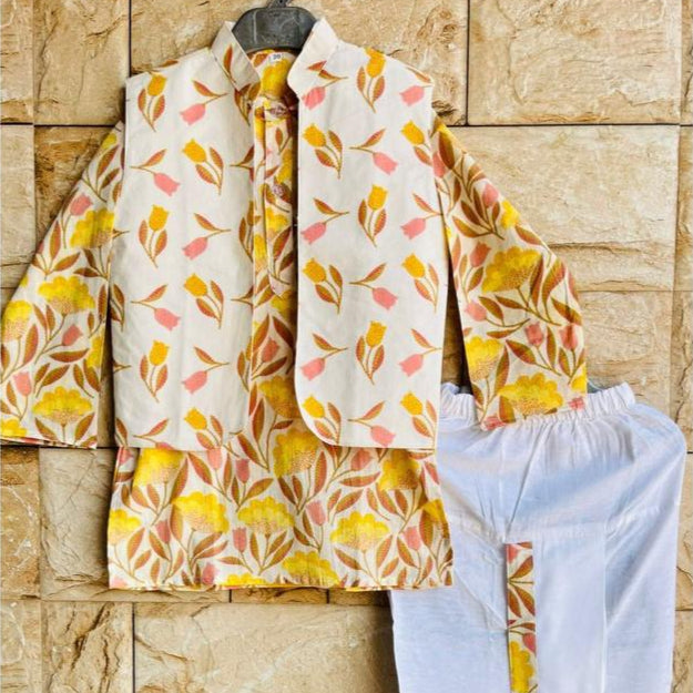 Cream Red Yellow Wine 3Pc Rakhi Sibling