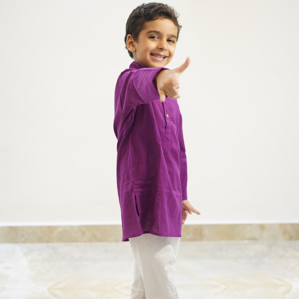 Solid wine Kurta Set