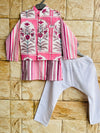 PinkWhite3pcPrintedKurtaSetRakhiCollection