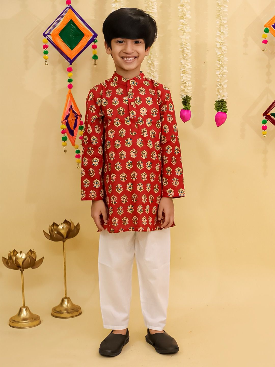 RedDiwaliKurtaSetSibling
