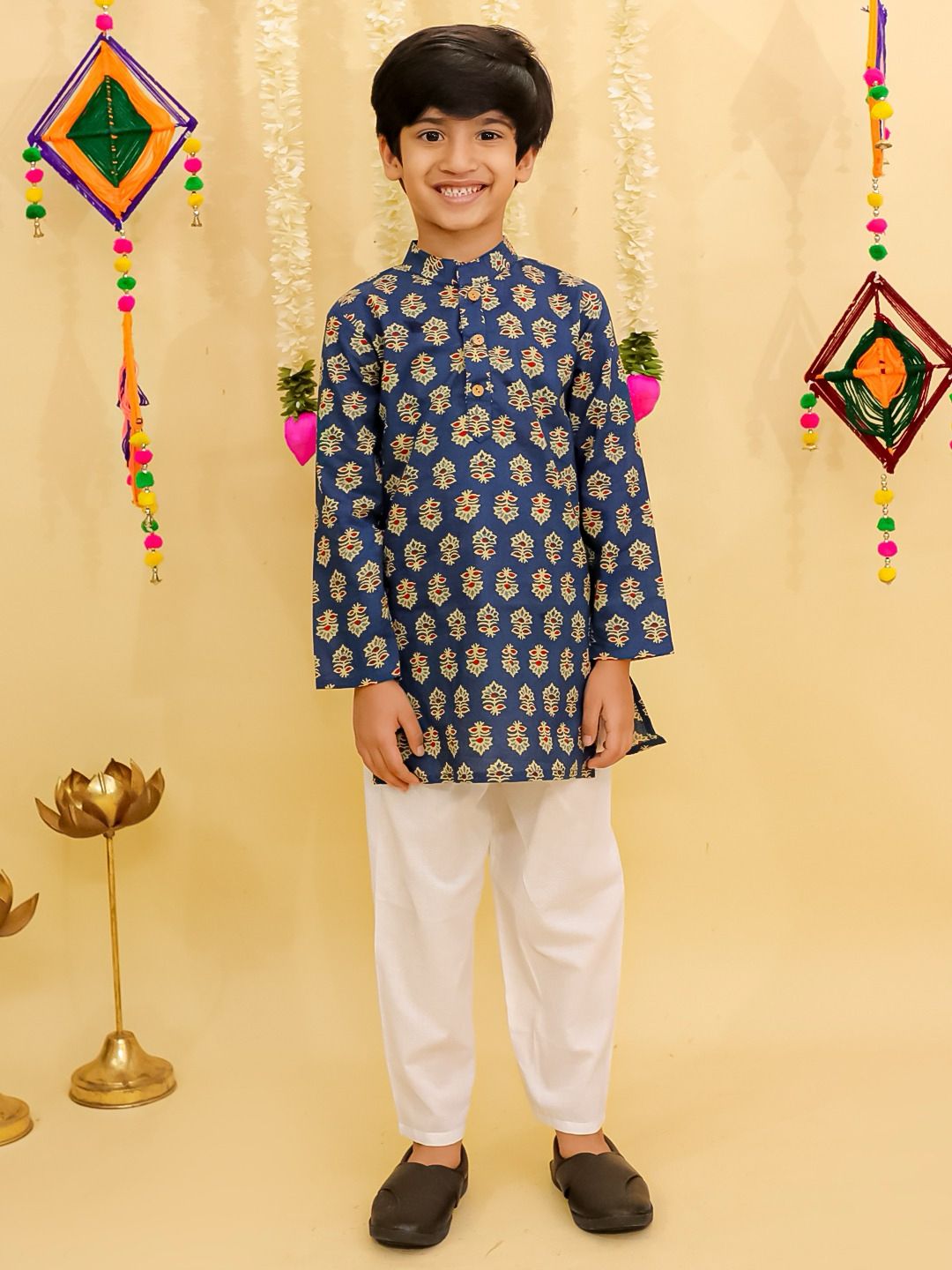 BlueDiwaliKurtaSetSibling