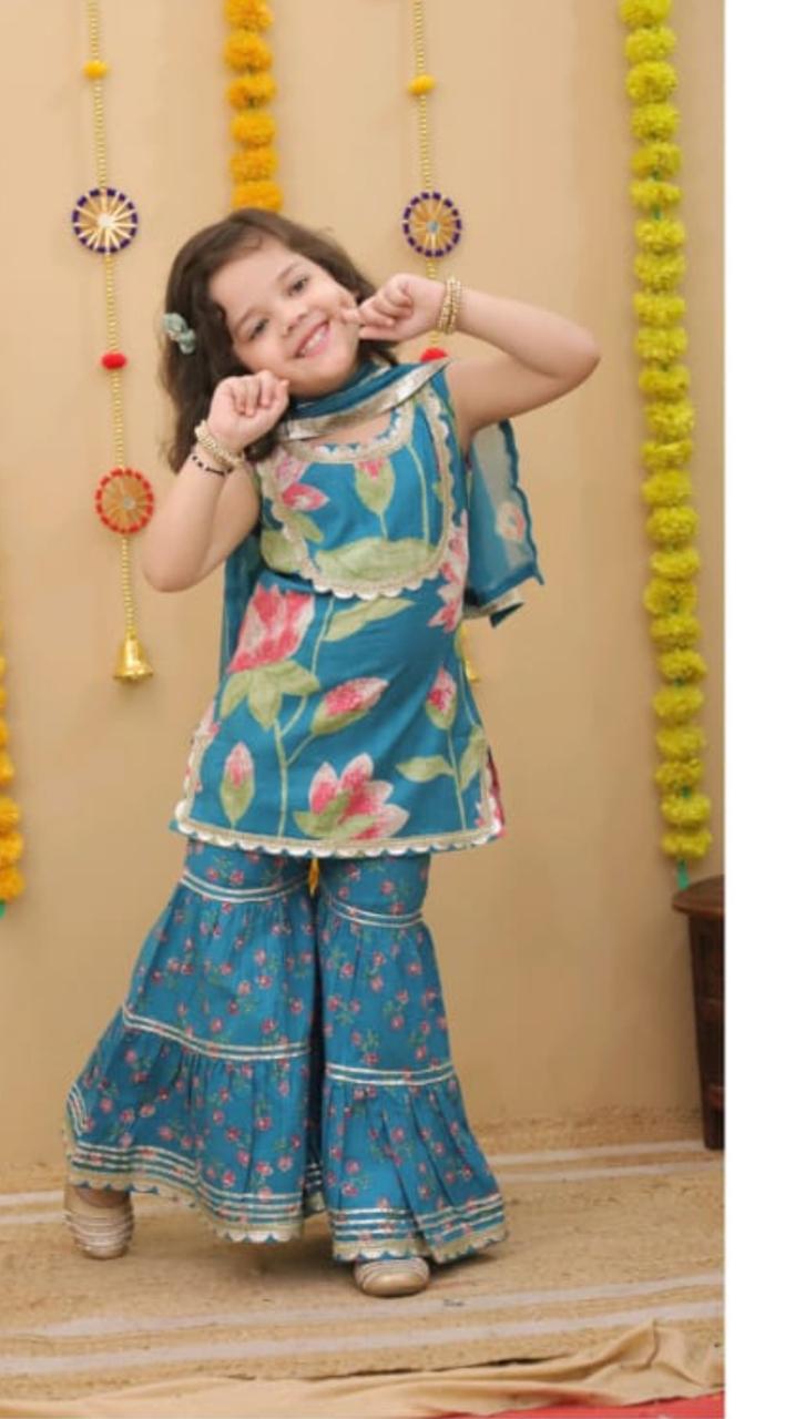 Turqoise Blue Lotus Sharara