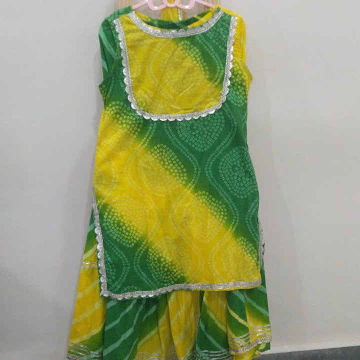 Yellow Green Tie Die Bandani Sharara Sibling