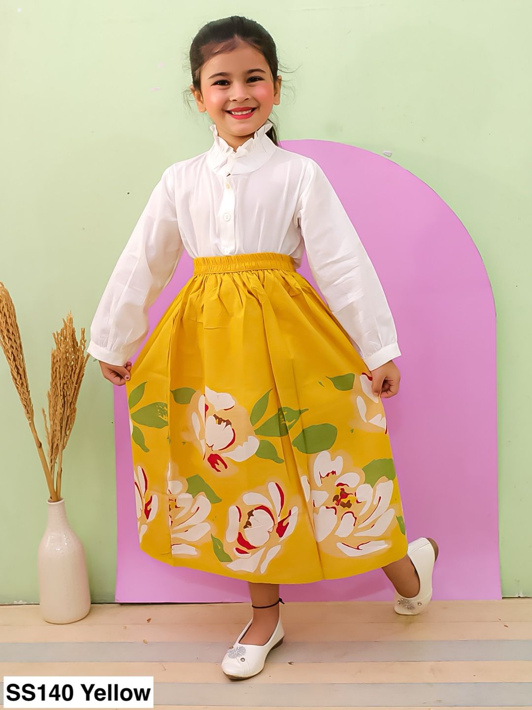 WhiteYellowSkirtTop