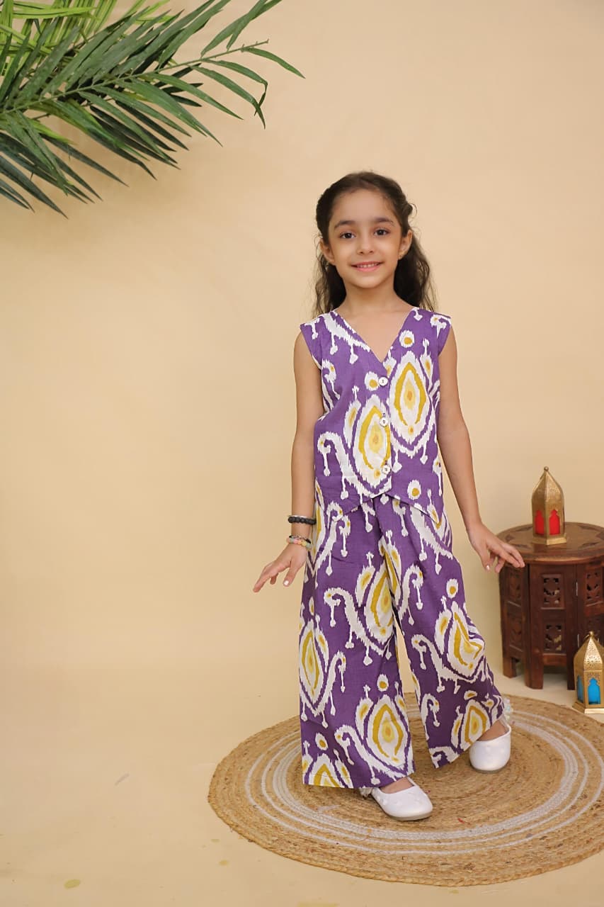 IndowesternPurpleWhiteWaistCoatCoordSet