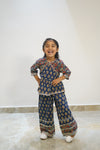 Blue Diwali Indo Western Short Kurti Plazo