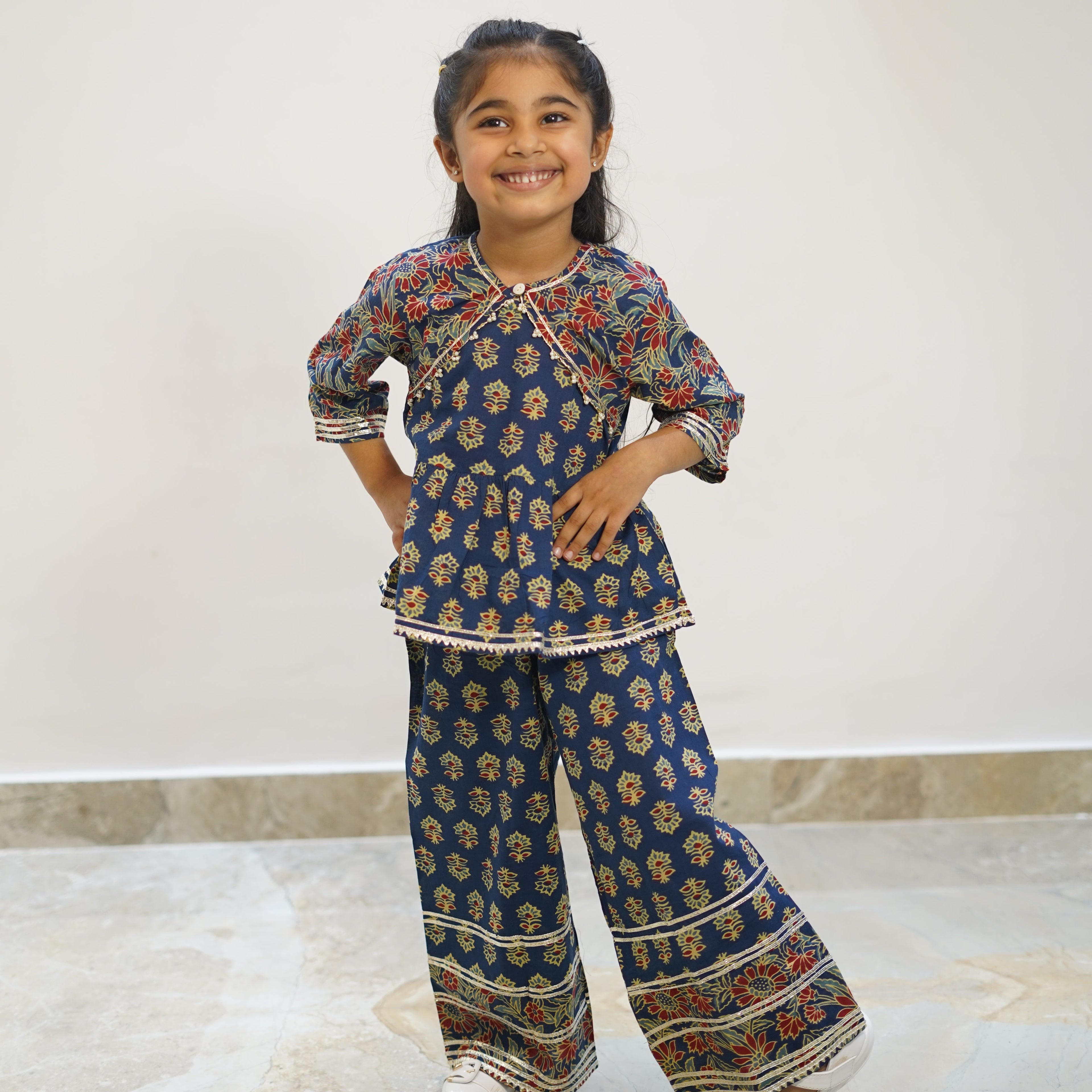 BlueDiwaliIndowesternShortKurtiPlazo