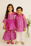 Fuschia Pink Striped Sharara Set