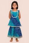Dark Blue Turquoise Blue TieDye Bandani Sharara Set
