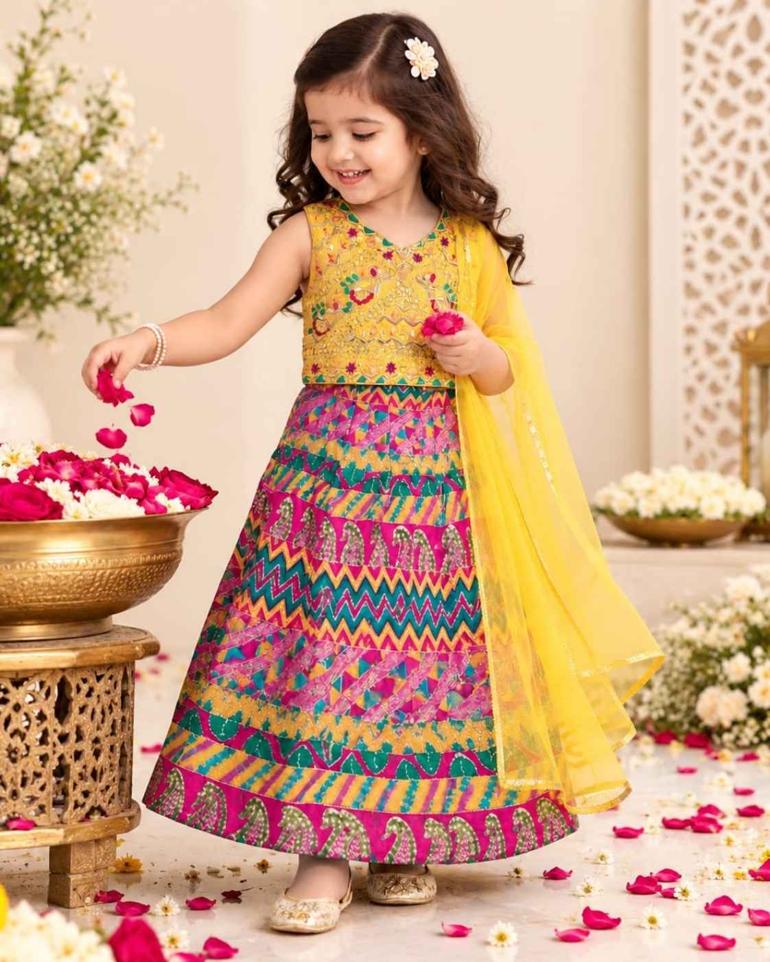 Parindey’s Yellow Red Premium Rangrez Lehenga