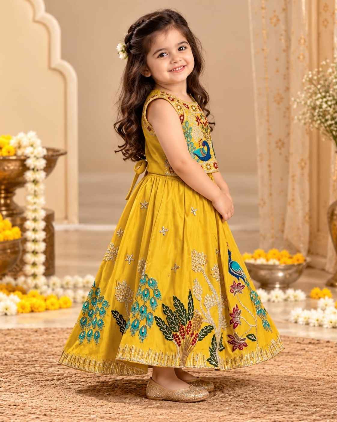 Parindey’s Premium Yellow Mor Mahal Lehenga