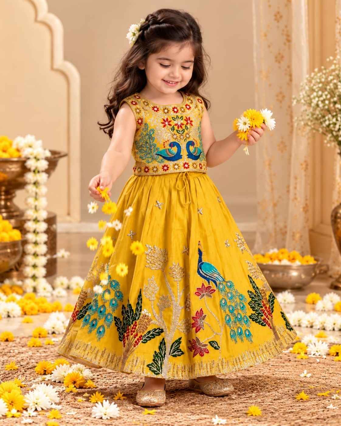 Parindey’s Premium Yellow Mor Mahal Lehenga