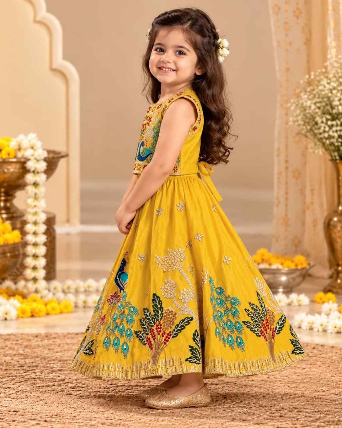 Parindey’s Premium Yellow Mor Mahal Lehenga