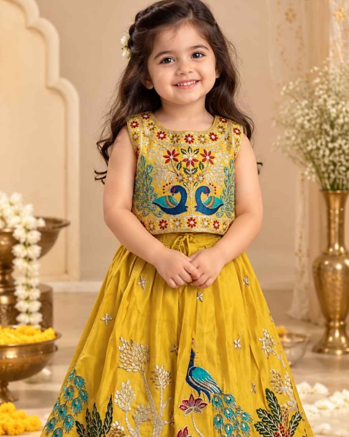 Parindey’s Premium Yellow Mor Mahal Lehenga